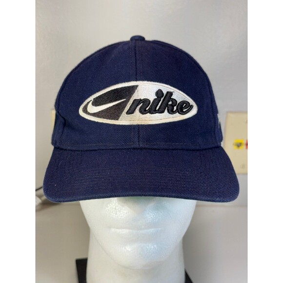 Vintage 90's Nike Spell Out Swoosh Snapback Cap Hat Blue Just Do It